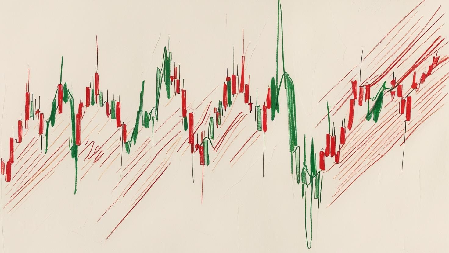 “Abstract sketch of candlesticks transforming into a heartbeat line, drawn in ink style, showing the pulse of the stock market. Hand-drawn, minimalist, with only red and green highlights.”.jpg